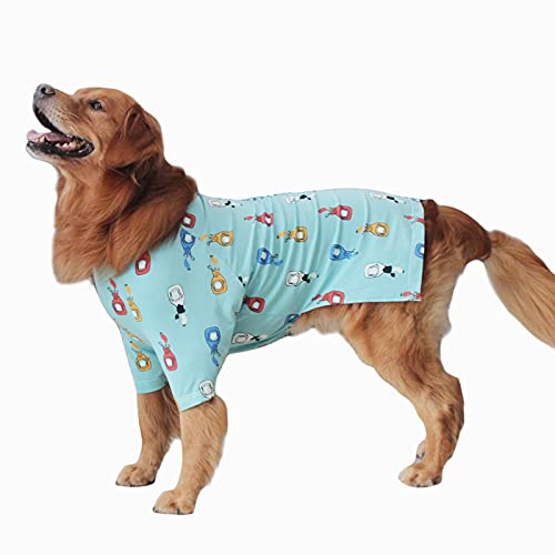 Hundekleidung, großes Hunde-Shirt, atmungsaktiv, Baumwolle, Golden Retriever, Pyjama, weiches Hunde-Einteiler, T-Shirt für große Hunde (10XL-Blau) von Blue Dream Island