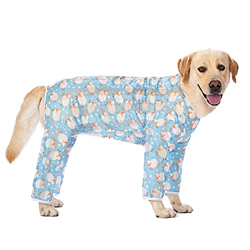 Hundekleidung für mittelgroße und große Hunde, Anti-Haar-Bekleidung, Hunde-Einteiler, Sonnenschutz, kühlender Haustier-Overall, Pyjama, Hundehemd_28 (blaues Schaf) von Blue Dream Island