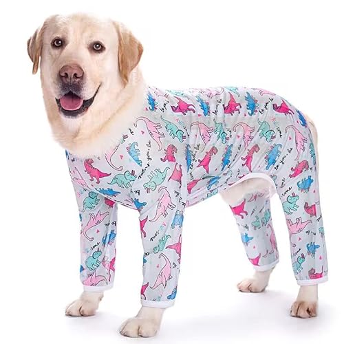 Hundekleidung für mittelgroße und große Hunde, Anti-Haar-Bekleidung, Hunde-Einteiler Hundeanzug, Sonnenschutz, kühlender Haustier-Overall, Pyjama, Hundehemd_30 (Dinosaurier) von Blue Dream Island
