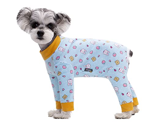 Kleine Hundekleidung, elastischer Haustier-Einteiler schützt Gelenke, Anti-Haare, Anti-Leck-Hundekleidung, Wundschutz, Welpen-Pyjama, Overall für kleine und mittelgroße Hunde, Größe M, Blau von Blue Dream Island