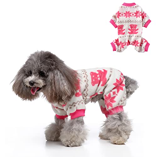 Kleiner Hundekleidung, Flanell-Einteiler, warmer Welpen-Schlafanzug, kaltes Wetter, Pullover für kleine/mittelgroße Hunde, Größe XL (Hot Pink) von Blue Dream Island