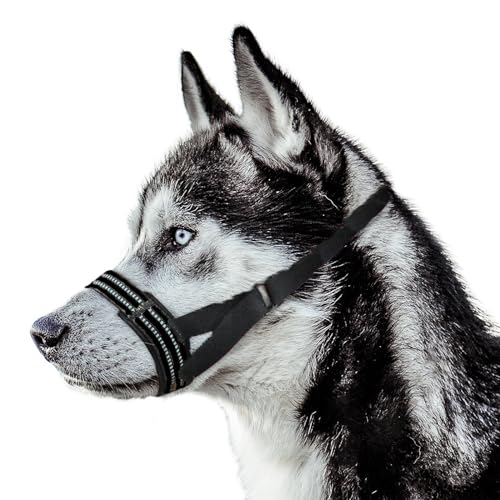Maulkorb für Hunde, Nylon, verstellbar, Anti-Bellen, Bellen und Kauen, Hunde-Maulkorb mit reflektierenden Streifen, Hunde-Mundschutz für tägliches Verhaltenstraining für Welpen, kleine, mittelgroße Maulkorb für Hunde, Nylon, verstellbar, Anti-Bellen, Bellen und Kauen, Hunde-Maulkorb mit reflektierenden Streifen, Hunde-Mundschutz für tägliches Verhaltenstraining für Welpen, kleine, mittelgroße von Blue Dream Island