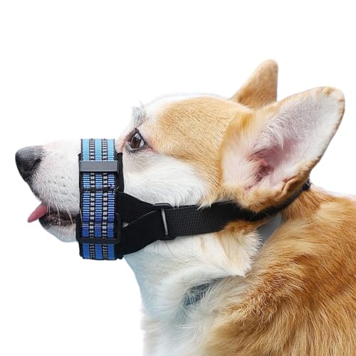 Maulkorb für Hunde, Nylon, verstellbar, Anti-Bellen, Bellen und Kauen, Hunde-Maulkorb mit reflektierenden Streifen, Hunde-Mundschutz für tägliches Verhaltenstraining für Welpen, kleine, mittelgroße Maulkorb für Hunde, Nylon, verstellbar, Anti-Bellen, Bellen und Kauen, Hunde-Maulkorb mit reflektierenden Streifen, Hunde-Mundschutz für tägliches Verhaltenstraining für Welpen, kleine, mittelgroße von Blue Dream Island