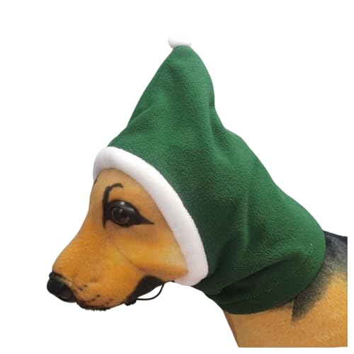 Plüsch-Hut, weich, warm, für Katzen und Hunde, beruhigende Ohrenschützer, verstellbar, winddicht, leise, Ohrenschutz, Kopfwickel für Katzen, kleine, mittelgroße Hunde, Grün von Blue Dream Island