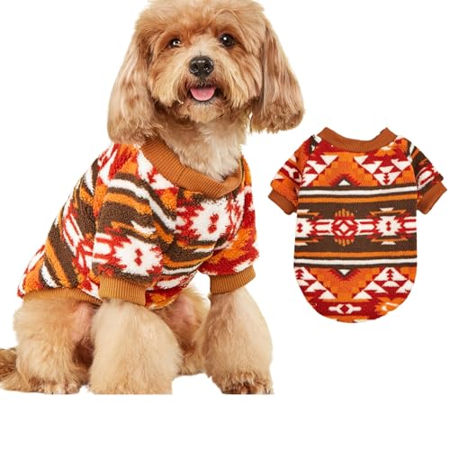 Pullover für kleine Hunde im ethnischen Stil, weich, bequem, Plüschpullover, Weste, Kapuzenpullover, Weihnachtskostüm, für kaltes Wetter, warmer Pullover für Katzen, Welpen, kleine Hunde, Größe XL, von Blue Dream Island