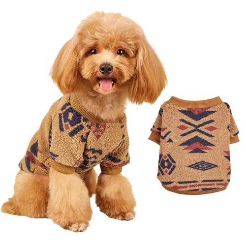 Pullover für kleine Hunde im ethnischen Stil, weich, bequem, Plüschpullover, Weste, Kapuzenpullover, Weihnachtskostüm, für kaltes Wetter, warmer Pullover für Katzen, Welpen, kleine Hunde, Größe S Pullover für kleine Hunde im ethnischen Stil, weich, bequem, Plüschpullover, Weste, Kapuzenpullover, Weihnachtskostüm, für kaltes Wetter, warmer Pullover für Katzen, Welpen, kleine Hunde, Größe S von Blue Dream Island