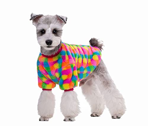 Regenbogen-Fleece-Pullover für kleine Hunde, Winter, warmer Einteiler, Pyjama, Haustier, bunt, kaltes Wetter, Mantel für Katzen, kleine, mittelgroße Hunde, Größe XXL von Blue Dream Island