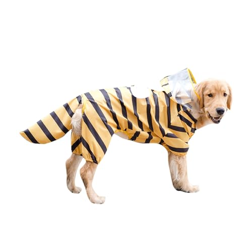 Regenmantel für große Hunde, vollständige Abdeckung, Hunde-Regenmantel mit Kapuze, Tierform, wasserdichte Regenbekleidung für mittelgroße und große Hunde, Größe 7XL (Biene) von Blue Dream Island