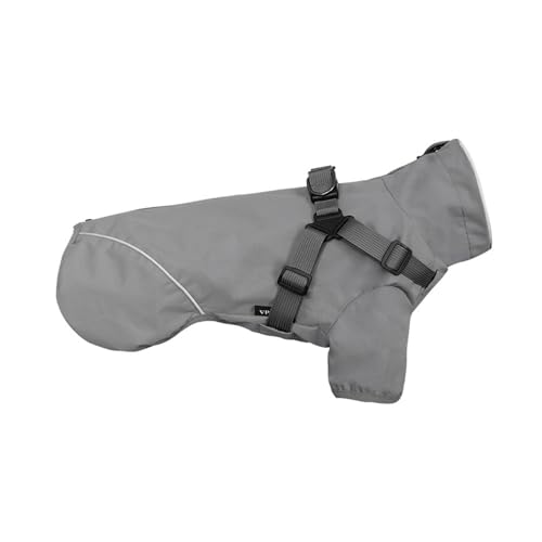 Regenmantel für kleine Hunde, leicht, wasserdicht, mit reflektierenden Streifen, verstellbarer Hundeponcho mit 2 Beinen, für kleine, mittelgroße Hunde, Größe XXL (Grau) von Blue Dream Island