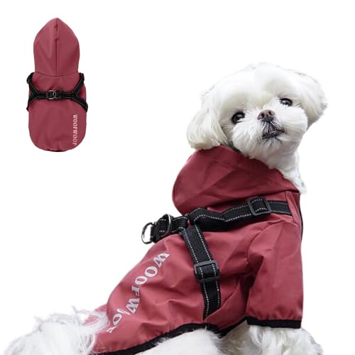 Blue Dream Island Hunde-Regenmantel mit Geschirr, Rot, L von Blue Dream Island