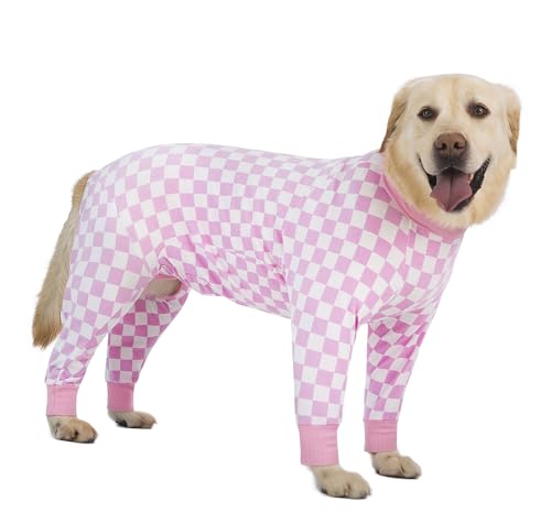 Schlafanzug für große Hunde, leichte Baumwolle, Anti-Haar-Shirt, Einteiler, Hund nach Operationen, Erholungskleidung, Overall für mittelgroße und große Hunde, Größe 34 (Rosa) von Blue Dream Island
