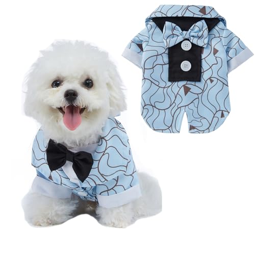 Smokinganzug für Katzen und Hunde, Haustier-Hochzeits-Outfit, Welpen, Geburtstagsparty, formelles Kostüm, Hemd, Prinz-Kleidung für kleine, mittelgroße Hunde, Größe M (Stil 8) von Blue Dream Island