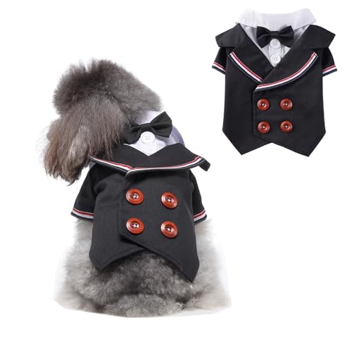 Smokinganzug für Katzen und Hunde, Haustier-Hochzeits-Outfit, Welpen, Geburtstagsparty, formelles Kostüm, Hemd, Prinz-Kleidung für kleine, mittelgroße Hunde, Größe S (Stil 14) von Blue Dream Island