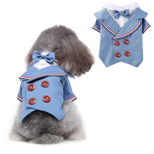 Smokinganzug für Katzen und Hunde, Haustier-Hochzeits-Outfit, Welpen, Geburtstagsparty, formelles Kostüm, Hemd, Prinz-Kleidung für kleine, mittelgroße Hunde, Größe S (Stil 15) von Blue Dream Island