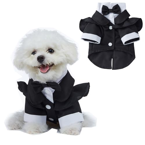 Smokinganzug für Katzen und Hunde, Haustier-Hochzeits-Outfit, Welpen, Geburtstagsparty, formelles Kostüm, Hemd, Prinz-Kleidung für kleine, mittelgroße Hunde, XL (Stil 2) von Blue Dream Island