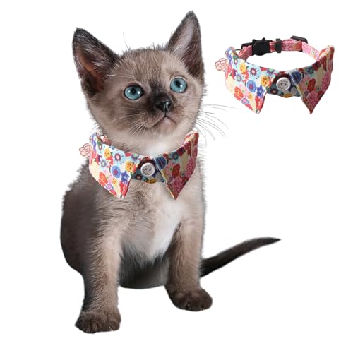 Süßes Hundehalsband für kleine Hunde mit Glöckchen-Anhänger, verstellbar, Schnellverschluss, Haustier-Shirt-Halsband mit D-Ring für Katzen, Welpen, kleine Hunde, rote Blume Süßes Hundehalsband für kleine Hunde mit Glöckchen-Anhänger, verstellbar, Schnellverschluss, Haustier-Shirt-Halsband mit D-Ring für Katzen, Welpen, kleine Hunde, rote Blume von Blue Dream Island