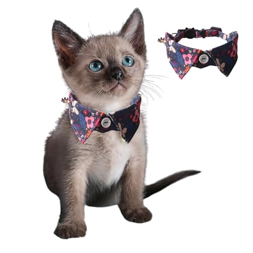 Süßes Hundehalsband für kleine Hunde mit Glöckchen-Anhänger, verstellbar, Schnellverschluss, Haustier-Shirt-Halsband mit D-Ring für Katzen, Welpen, kleine Hunde, schwarze Blume Süßes Hundehalsband für kleine Hunde mit Glöckchen-Anhänger, verstellbar, Schnellverschluss, Haustier-Shirt-Halsband mit D-Ring für Katzen, Welpen, kleine Hunde, schwarze Blume von Blue Dream Island