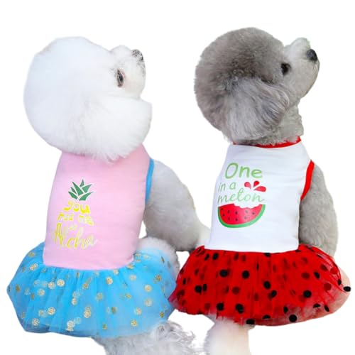 Tutu-Hundekleid mit Fruchtdruck, niedlich, atmungsaktiv, Ananas, Wassermelone, Weste, Prinzessinnenrock mit Spitze, für Sommerspaziergänge, Alltag, Größe L, 2 Stück Tutu-Hundekleid mit Fruchtdruck, niedlich, atmungsaktiv, Ananas, Wassermelone, Weste, Prinzessinnenrock mit Spitze, für Sommerspaziergänge, Alltag, Größe L, 2 Stück von Blue Dream Island
