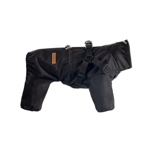 Verstellbarer Hunde-Regenmantel mit 4 Beinen, wasserdicht, winddicht, reflektierend, für Welpen, vollständige Abdeckung, Poncho-Mantel für kleine, mittelgroße Hunde, Größe 4XL (schwarz) von Blue Dream Island