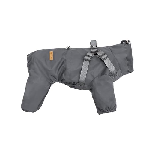 Verstellbarer Hunde-Regenmantel mit 4 Beinen, wasserdicht, winddicht, reflektierend, für Welpen, vollständige Abdeckung, Poncho-Mantel für kleine und mittelgroße Hunde, Größe 6XL (Grau) von Blue Dream Island