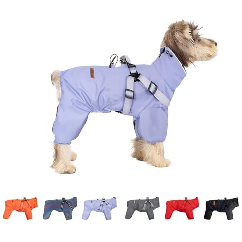 Verstellbares Hundegeschirr, wasserdicht, winddicht, reflektierend, für Haustiere, volle Abdeckung, für kleine und mittelgroße Hunde, 4XL (Lila) von Blue Dream Island