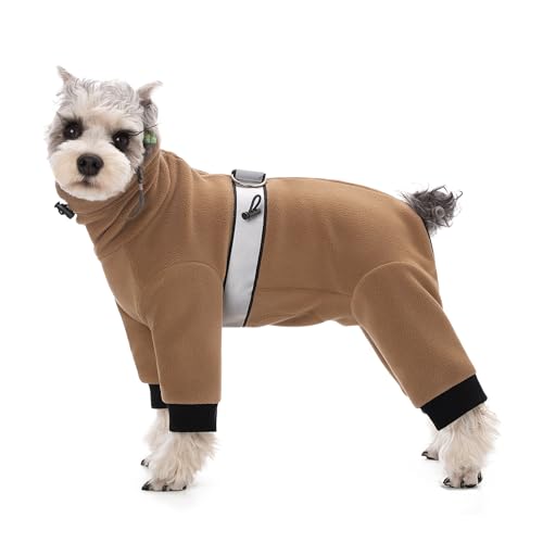 Warme Winterkleidung für Hunde, vollständige Abdeckung, Fleece-Einteiler, Schlafanzug, verstellbare Brust, reflektierende Streifen, Hunde-Jumpsuit, vierbeinige Kleidung für kleine, mittelgroße Hunde, Warme Winterkleidung für Hunde, vollständige Abdeckung, Fleece-Einteiler, Schlafanzug, verstellbare Brust, reflektierende Streifen, Hunde-Jumpsuit, vierbeinige Kleidung für kleine, mittelgroße Hunde, von Blue Dream Island