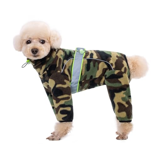 Warme Winterkleidung für Hunde, vollständige Abdeckung, Fleece-Einteiler, Schlafanzug, verstellbare Brust, reflektierende Streifen, Hunde-Jumpsuit, vierbeinige Kleidung für kleine, mittelgroße Hunde, Warme Winterkleidung für Hunde, vollständige Abdeckung, Fleece-Einteiler, Schlafanzug, verstellbare Brust, reflektierende Streifen, Hunde-Jumpsuit, vierbeinige Kleidung für kleine, mittelgroße Hunde, von Blue Dream Island