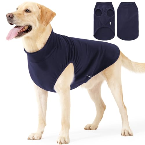 Warme Winterweste für Hunde, 4-Wege-Stretch, Fleece-Jacke, Schlafanzug, Haustierpullover, für kaltes Wetter, Haustierkleidung für Samll Meidum große Hunde, Größe S, Blau von Blue Dream Island
