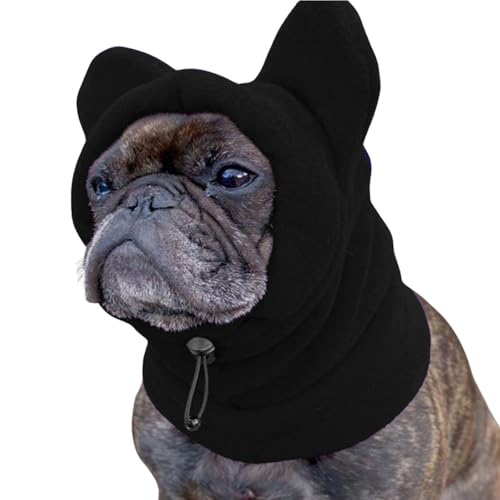 Warme und beruhigende Ohrenschützermütze für den Winter, für Hunde, ruhig, Fleece-Hut, verstellbar, winddicht, Kopfwickel für kleine, mittelgroße und große Hunde, Größe M (schwarz) von Blue Dream Island