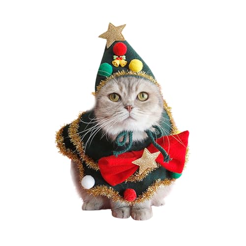 Weihnachtskatzenkostüm, Cosplay und Weihnachten Welpenkleid, Katze Verkleiden Umhang Haustier Kostüm Umhang für Katzen Kleine Hunde_L von Blue Dream Island