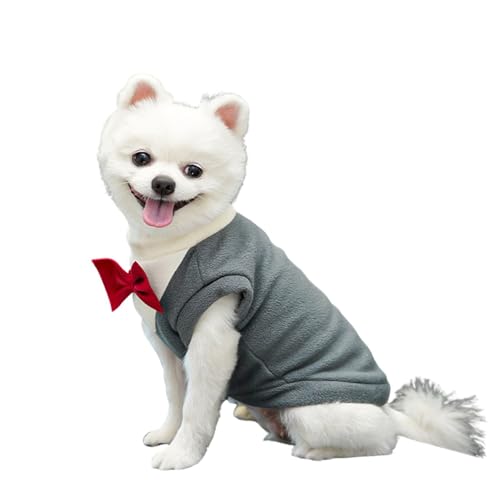 Winter-Fleeceweste für Hunde, formelles Katzen-Welpen-Hochzeits-Outfit, warme Jacke mit Schleife, D-Ring, Haustier-Pullover für kaltes Wetter, für Geburtstage, Feiern, den Alltag, Größe 4XL von Blue Dream Island