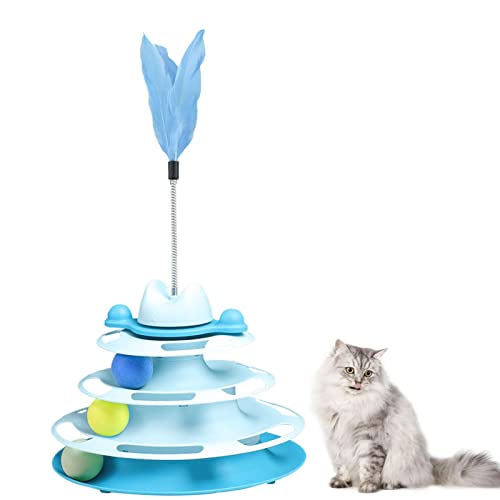 Blue Fish Interaktives Katzen-Teaser-Spielzeug | Rollenschiene für Katzen mit einem großen 250-mm-Chassis,Interaktives Katzen-Teaser-Spielzeug, geeignet für Kätzchen, die gesunde körperliche Bewegung von Blue Fish