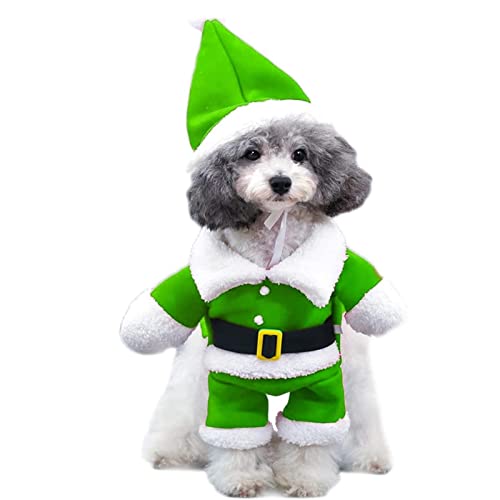 Blue Fish Weihnachtsmann-Kostüm für Haustiere,Hund Weihnachtsmann Kostüm - Lustiges stehendes Weihnachtsmann-Kostüm für Hunde, warmes Weihnachtskostüm für Hund und Katze von Blue Fish