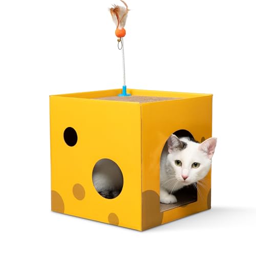 BlueDots Deluxe 2-stöckiges Katzenhaus aus Karton mit 2 Kratzpads | Ultimatives Indoor-Katzen-Spielhaus | Wellpappe Katzenkratzhaus für Katzen, kleine Haustiere - ideal zum Spielen, Entspannen und BlueDots Deluxe 2-stöckiges Katzenhaus aus Karton mit 2 Kratzpads | Ultimatives Indoor-Katzen-Spielhaus | Wellpappe Katzenkratzhaus für Katzen, kleine Haustiere - ideal zum Spielen, Entspannen und von BlueDots