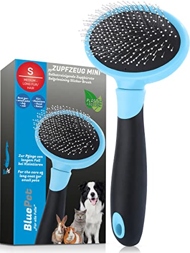 BluePet Katzenbürste & kleine Hundebürste, Kaninchenbürste - Entfernt sanft Unterfell, Knoten & Filz - ZupfZeug Mini für die tägliche Fellpflege von BluePet