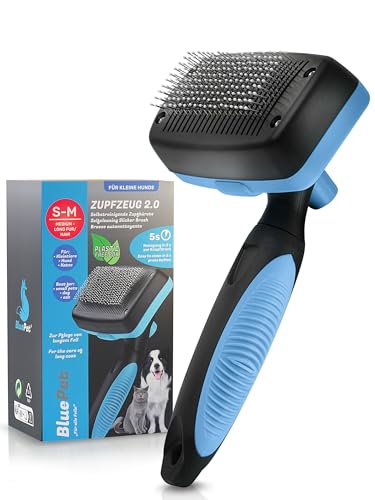 BluePet Kleine Hundebürste & Katzenbürste für Langhaar - Entfernt sanft Unterwolle, Verfilzungen & Knoten - ZupfZeug Version 2.0 mit Reinigungsknopf - Für die tägliche Anwendung BluePet Kleine Hundebürste & Katzenbürste für Langhaar - Entfernt sanft Unterwolle, Verfilzungen & Knoten - ZupfZeug Version 2.0 mit Reinigungsknopf - Für die tägliche Anwendung von BluePet