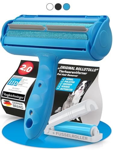 BluePet Original Tierhaarentferner inkl. Mini Fusselbürste für Kleidung I Wiederverwendbare Fusselrolle um Tierhaare, Katzenhaare, Hundehaare entfernen I Abwaschbar, Wiederverwendbar, Lint Remover von BluePet