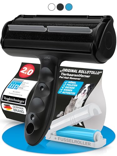BluePet Original Tierhaarentferner inkl. Mini Fusselbürste für Kleidung I Wiederverwendbare Fusselrolle um Tierhaare, Katzenhaare, Hundehaare entfernen I Abwaschbar, Wiederverwendbar, Lint Remover von BluePet