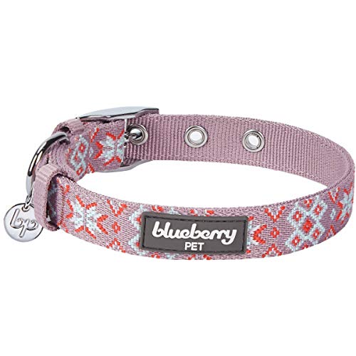 Blueberry Pet Hundehalsband mit 3 Mustern, südwestlicher Stil, modernes Tribal-Druck, Distel, geflochten, verstellbar, mit Metallschnalle, Halsumfang 22,9–31,8 cm, für kleine Rassen von Blueberry Pet