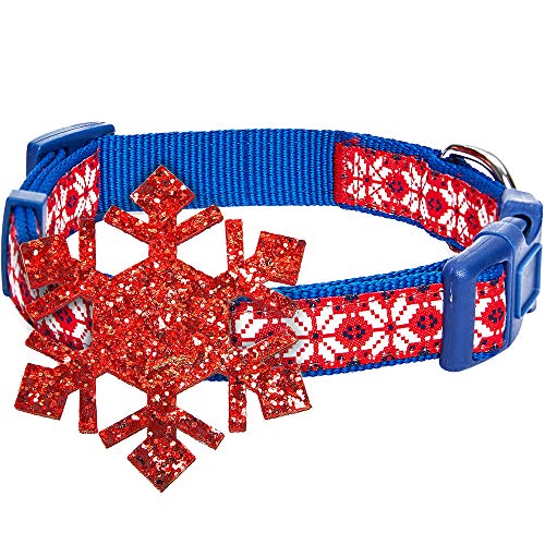 Blueberry Pet Verstellbares Hundehalsband mit weihnachtlichem Schneeflocken-Design, Größe S, Halsumfang 30,5-40,6 cm von Blueberry Pet