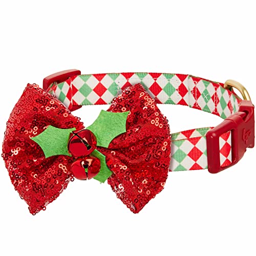 Blueberry Pet Weihnachts-Hundehalsband mit endloser Diamanten, verstellbar, mit atemberaubender Fliege, Größe L, Halsumfang 45,7 cm - 66 cm von Blueberry Pet