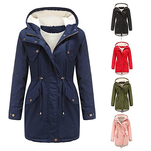 Bluelucon Damen Bequemer Hoodie Mit Fleecefutter, Durchgängigem Print Muster Warm Winterparka Reißverschluss Tasche Mantel Freizeit Parka Winddicht Kälteschutz Windjacke Angenehm Übergangsjacke von Bluelucon