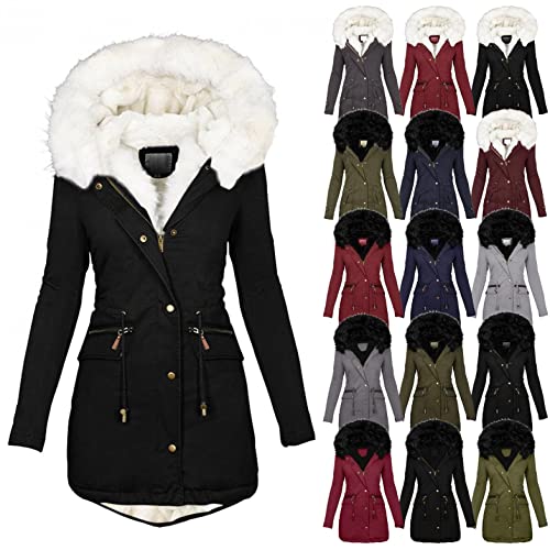 Bluelucon Damen Feecejacke Full Zip Kapuzenpullover Winter mit Kapuze Bedruckt Muster Patchworl Kapuzen Trench Pullover Lose Plüsch Oberbekleidung mit Muster Winterjacke mit Innenfleece Winterjacke von Bluelucon