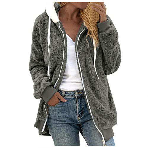 Bluelucon Damen Fleecejacke Teddyjacke Teddy-Fleece Mantel mit Kapuzen Dicke Cardigan Oberbekleidung Kunstpelzjacke Zip Hoodie Teddy Jacke Full Winterjack Coat Fleecejacke Kapuzenmantel Plüschmantel Bluelucon Damen Fleecejacke Teddyjacke Teddy-Fleece Mantel mit Kapuzen Dicke Cardigan Oberbekleidung Kunstpelzjacke Zip Hoodie Teddy Jacke Full Winterjack Coat Fleecejacke Kapuzenmantel Plüschmantel von Bluelucon