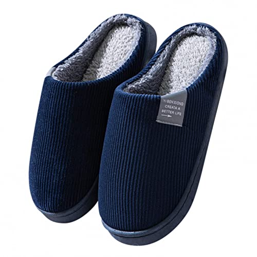 Bluelucon Damen Herren Winter Wärme Hausschuhe Memory Foam Plüsch Hüttenschuhe Filzpantoffeln Puschen Plüsch Wasserdicht Bequeme Schlappen Kuschelhausschuh mit Kork Fußbett Draussen BL1387 von Bluelucon