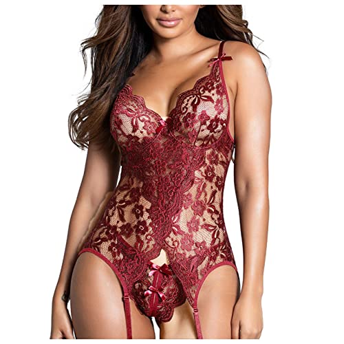 Bluelucon Damen Spitze Dessous Set One-Piece Reizwäsche Rückenfrei Nachtwäsche Babydoll Transparente Wäsche Strapsen Nachtwäsche Bodysuit Negligee Corsage Teddy Einteiler Unterwäsche Bluelucon Damen Spitze Dessous Set One-Piece Reizwäsche Rückenfrei Nachtwäsche Babydoll Transparente Wäsche Strapsen Nachtwäsche Bodysuit Negligee Corsage Teddy Einteiler Unterwäsche von Bluelucon