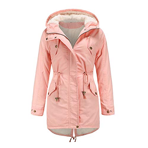 Bluelucon Damen Winter Sherpa Pelzmantel Fleece Kunstpelz Kapuze Mantel Langarm Zipper Mäntel Daunenjacke für Damen Jacke Mantel Winter Outdoorjacke mit Kunstpelz-Kapuze mit Taschen Winterjacke von Bluelucon