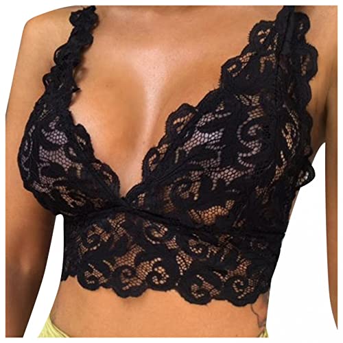 Damen BH aus floraler Spitze Lace BH Bügel BH Ungepolstert Soft Cup BH Ungepolstert Schöner Rücken Sport BH Starker Halt Große Größe Sport Bra für Fitness Joggen Yoga Training Rücken BH BL277 von Bluelucon