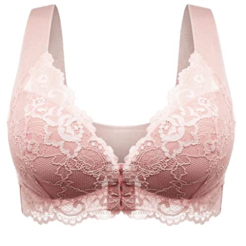 Damen Blossom Spitze Vorderverschluss Ringerrücken Ohne Bügel Sport BH Fitnesstraining Polsterung Bra Gepolstert Push up Sport BH Büstenhalter Atmungsaktive Camisole Bandeau-BH BL342 von Bluelucon