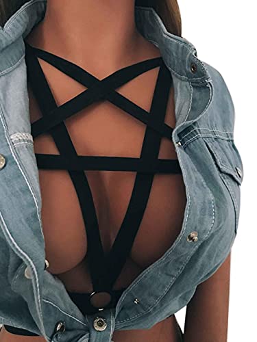 Damen Spitze BH Halfter Lace Bralette Sexy Bandage Neckholder Bra Käfig BH Strappy hohl Bustier BH Riemchen aushöhlen BH Bustier Bandage Strappy Halter Bra Bustier Top, Woman Sexy Underwear BL43 von Bluelucon
